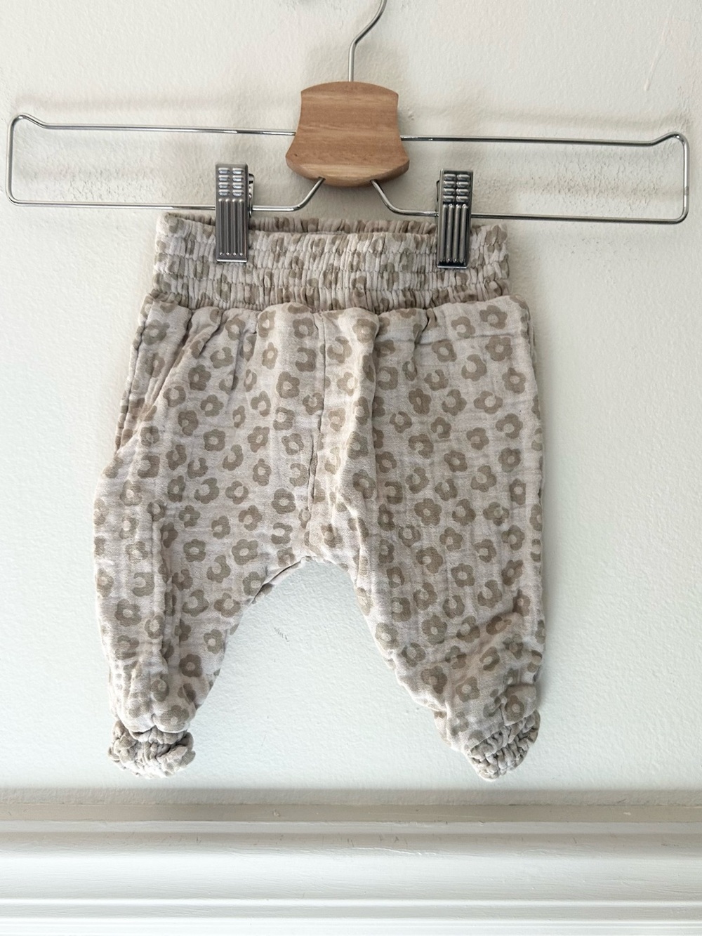 French Connection Baby 0-3 Months Beige Leopard-Print Baby Joggers